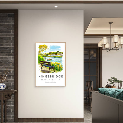 Kingsbridge Devon Coastal Town Painting Travel Poster Print Wall Art