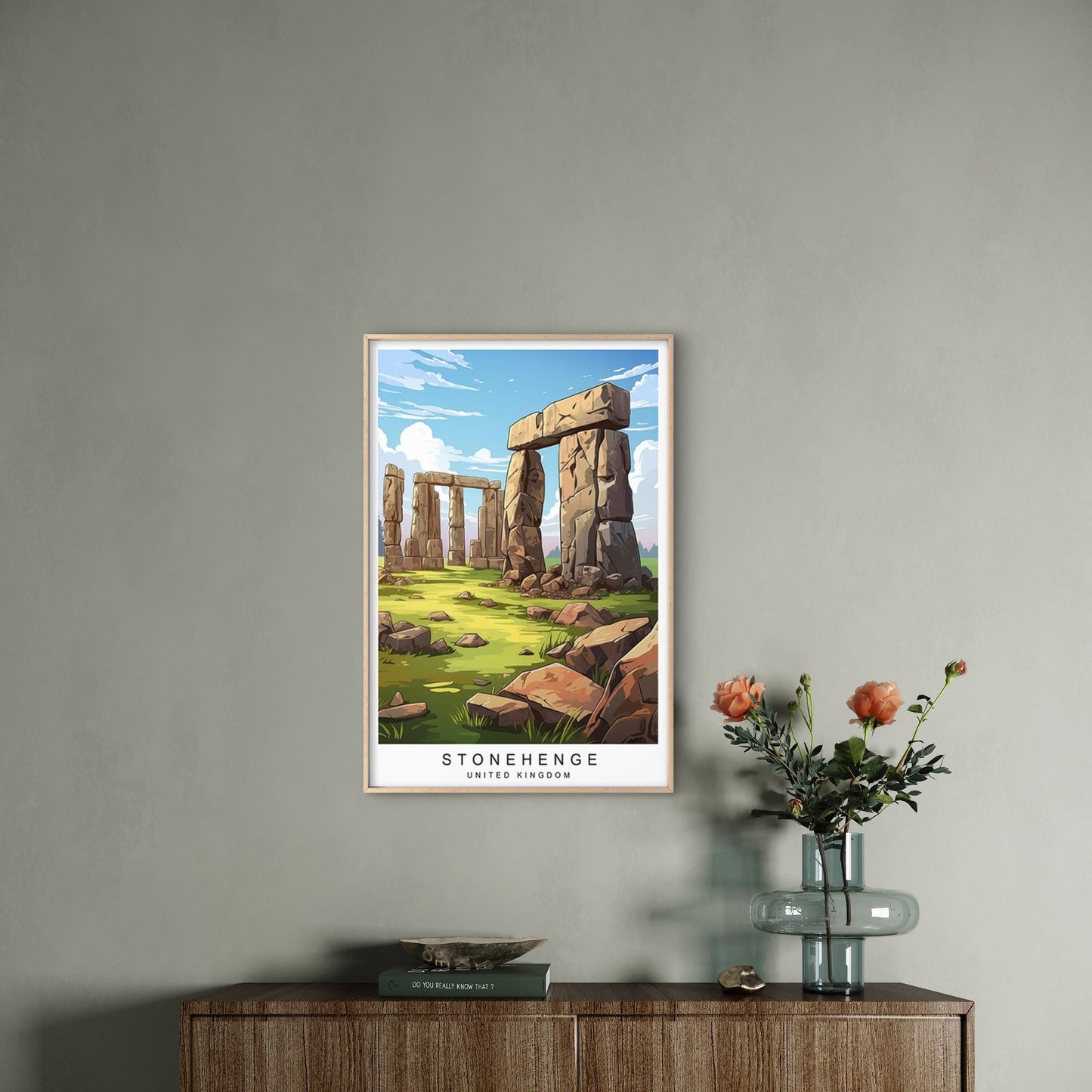 The Famous Stonehenge Located in The UK Travel Poster Print Wall Art