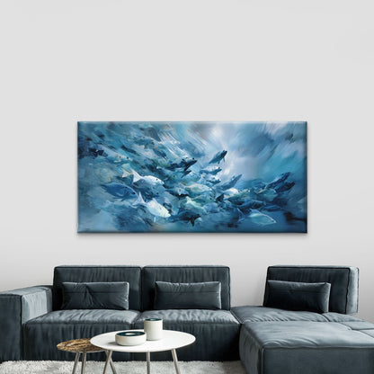 Ocean Life Blue Harmony Wall Art Canvas Office Home Room Framed 120x60cm