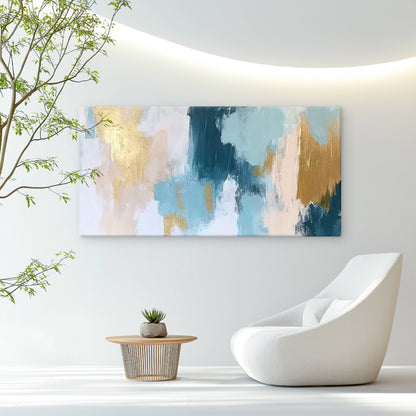 Oceanic Gold Reflections Wall Art Canvas Office Home Room Framed 120x60cm