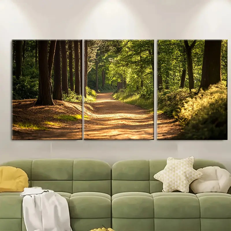 3pcs Chicksands Biking Wrest Park Wall Art Set Canvas Framed 50x70cm - High Quality Print 100% Australian Made Wall Canvas Ready to Hang