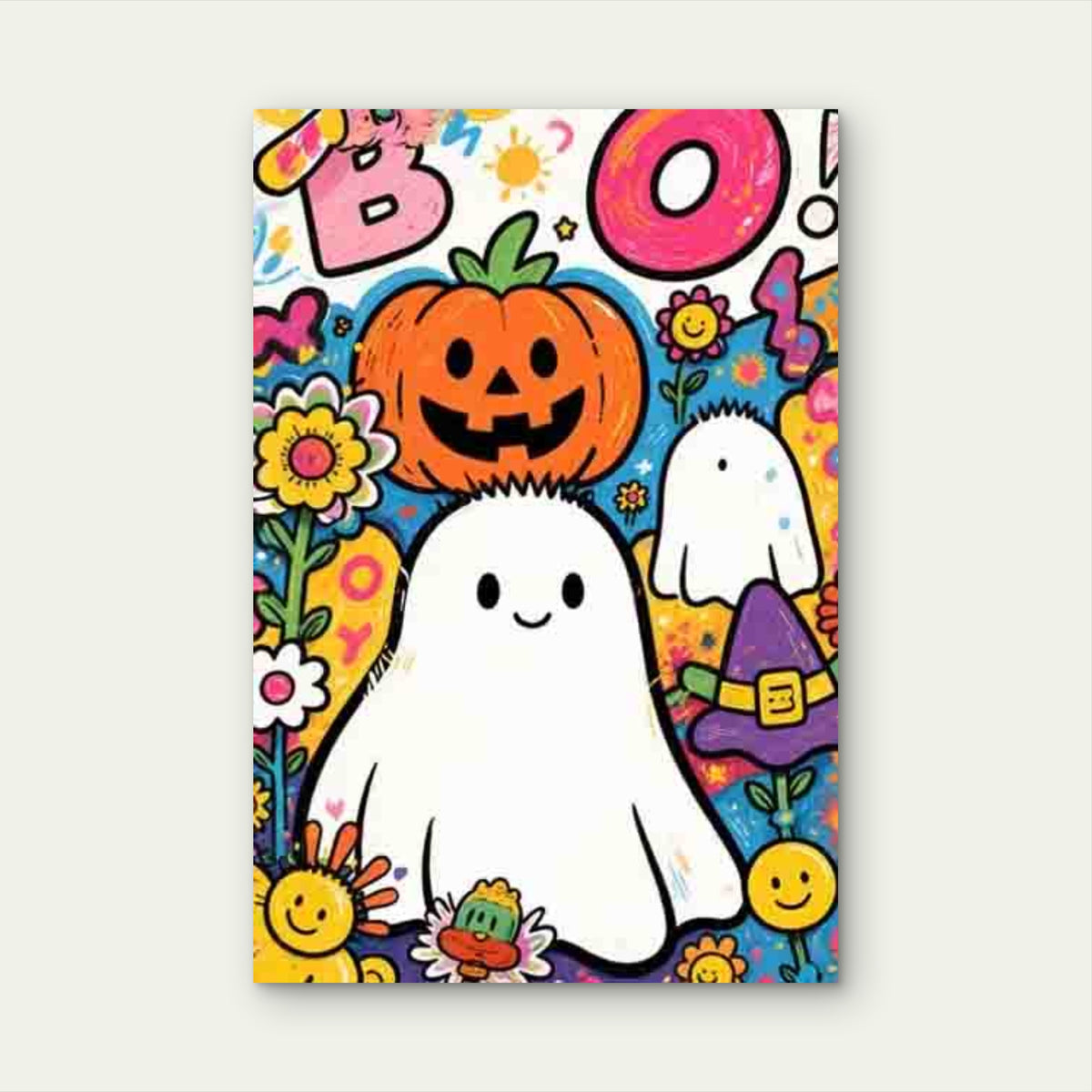 Halloween-Themed Abstract Art Style Metal Print Ready to Hang