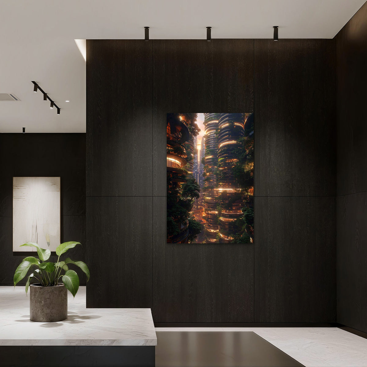 Futuristic Exploration Evolving Cityscape 40x60cm Metal Print Ready to Hang