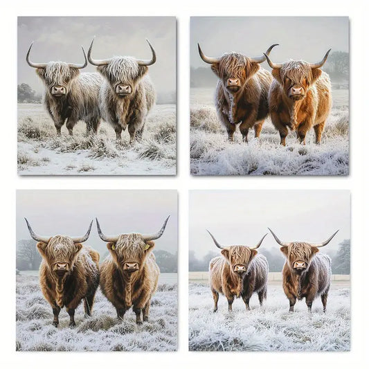 4pcs Grass Poster Modern Elegant   Wall Art Canvas Framed