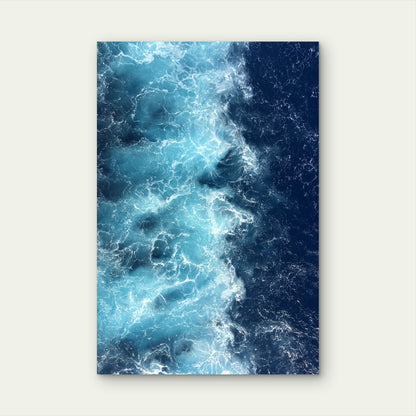 Waves Light Blue Merging With Darker Ocean Water 60x90cm Metal Print Ready to Hang