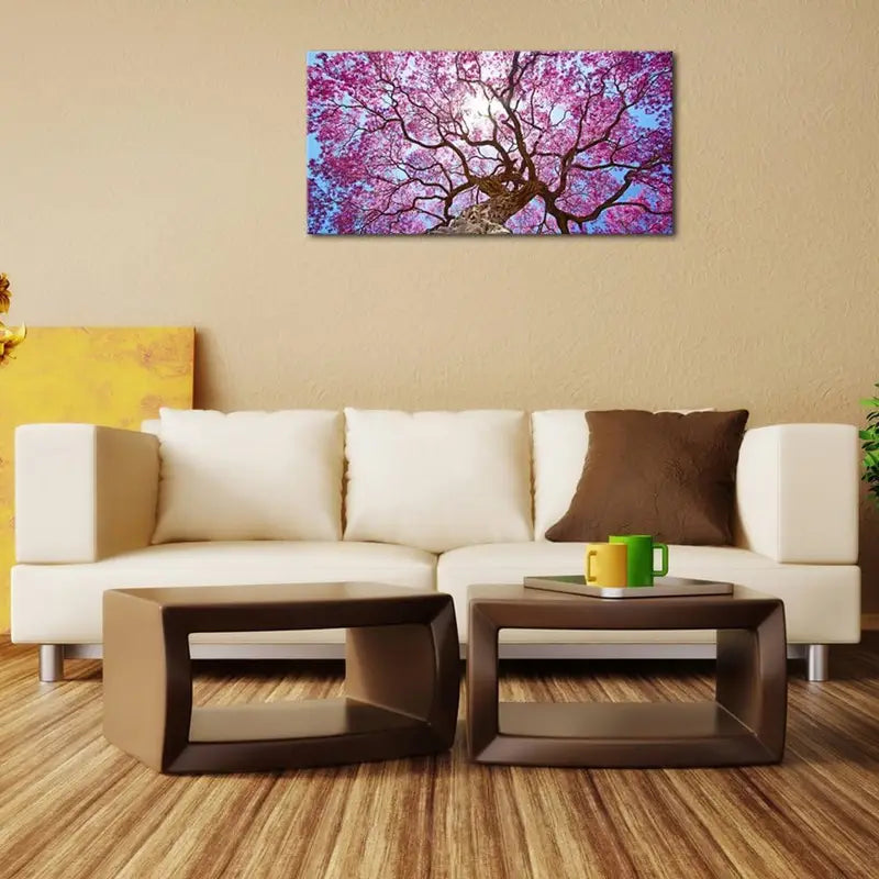 Modern Floral Tree Spring Pink Flowers Wall Art canvas office home room framed 120x60cm