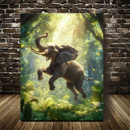 Vibrant Forest Scene with Sunlight Filtering 40x60cm Metal Print Ready to Hang