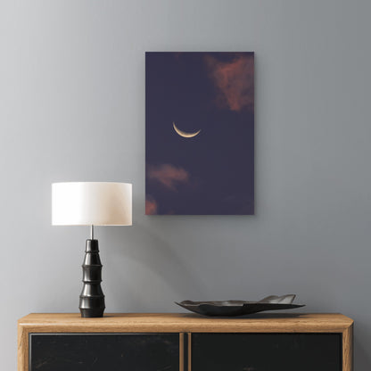 Crescent Moon In A Dusky Sky With Clouds 40x60cm Metal Print Ready to Hang