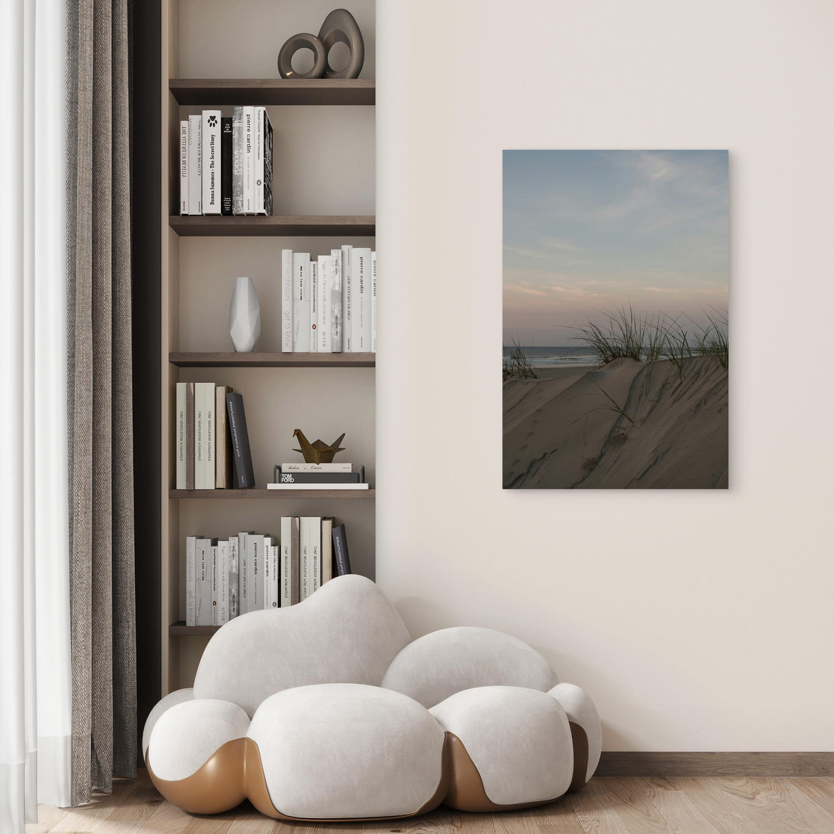 Serene Coastal Sand Dunes at Sunset 40x60cm Metal Print Ready to Hang