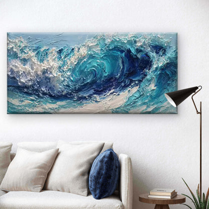 Minimalist  Ocean Wave Sea Wave Wall Art Canvas Office Home Room Framed 120x60cm