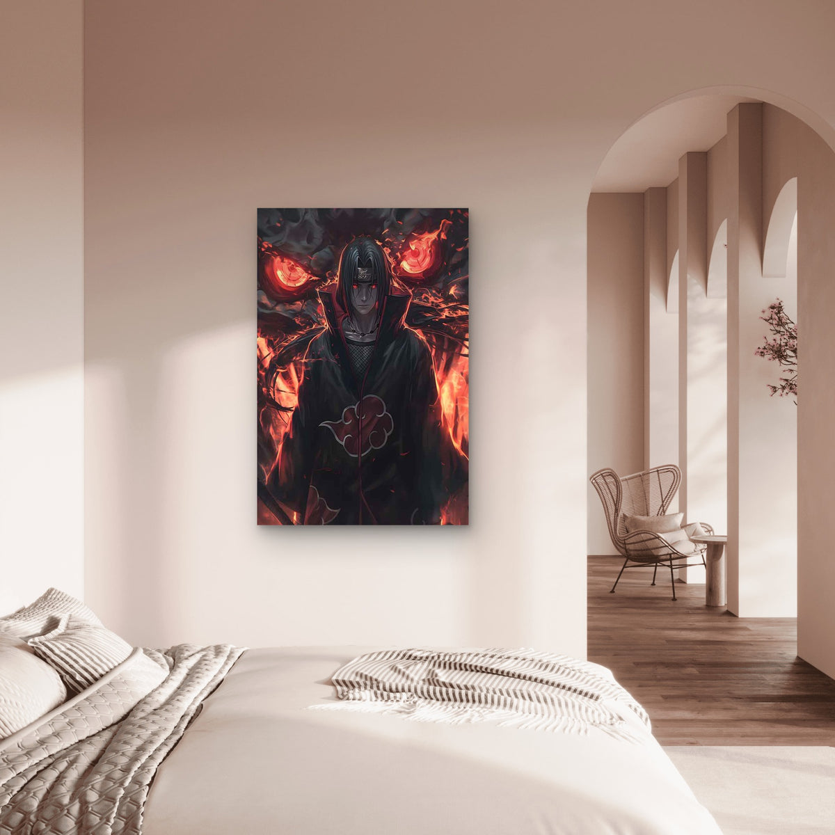 Red Cloud Shadow Anime Ninja Illusion 40x60cm Metal Print Ready to Hang