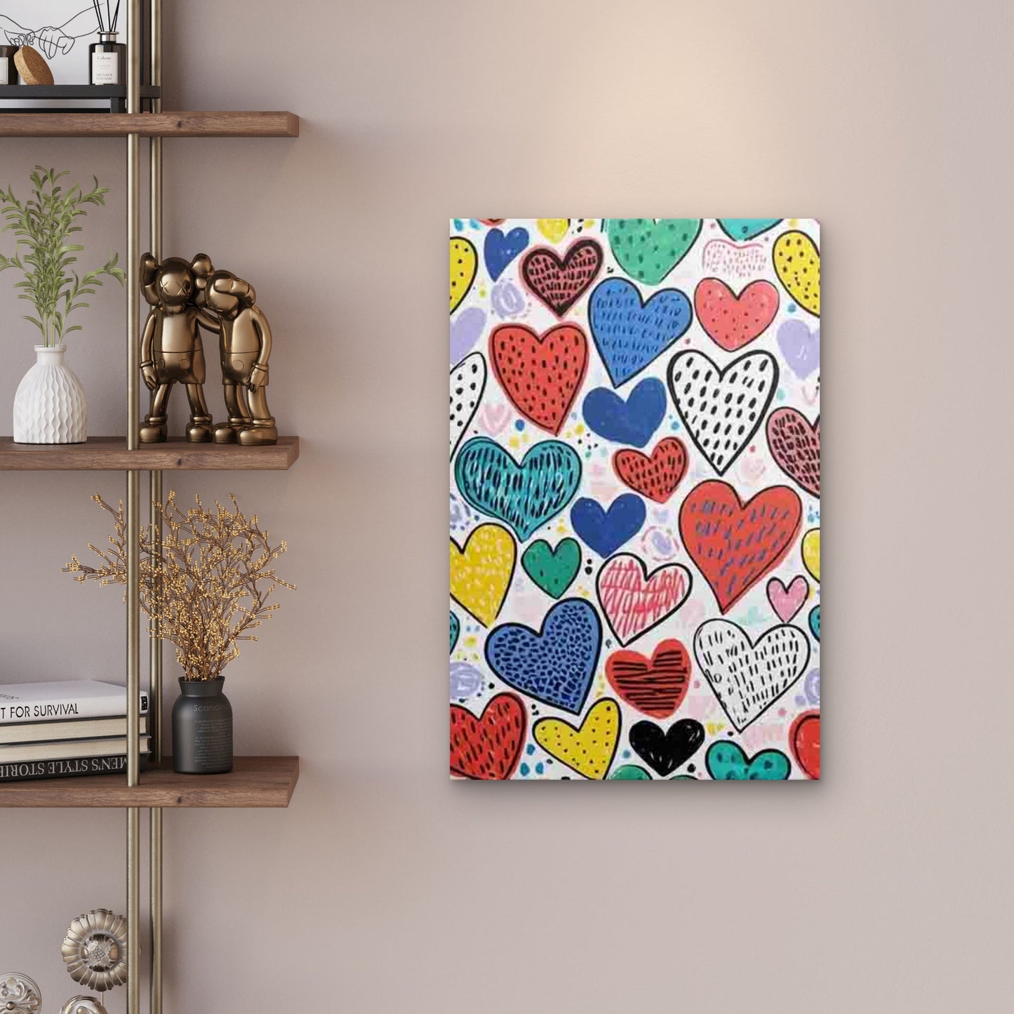 Colorful Heart World 60x90cm Metal Print Ready to Hang
