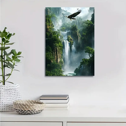 Majestic Eagle & Crystal Clear Waterfall 40x60cm Metal Print Ready to Hang