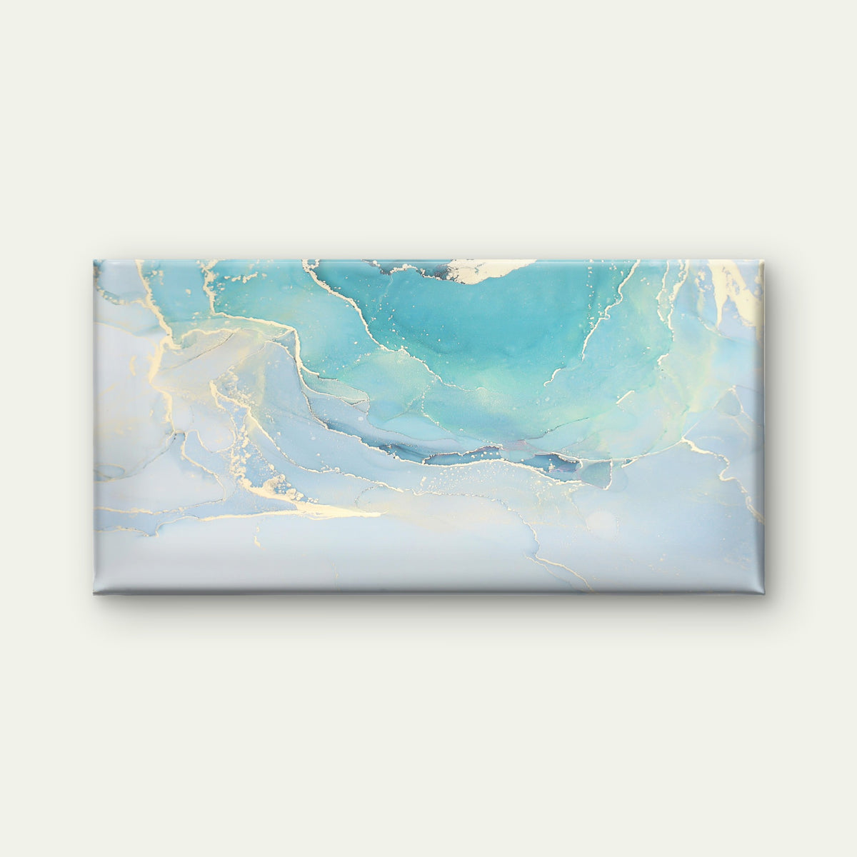 Turquoise Marble Gold Vein Wall Art Canvas Office Home Room Framed 120x60cm