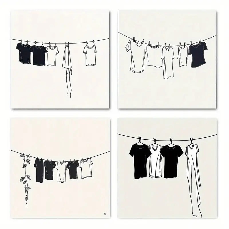 4pcs Bikini Line Drawing Theme Wall Art Canvas Framed