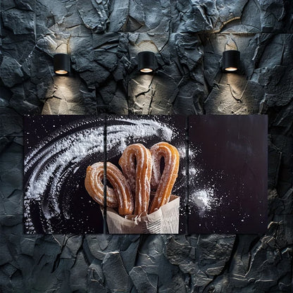 3pcs Churros with Sugar Dust Wall Art Set Canvas Framed 60x90cm - High Quality Print 100% Australian Made Wall Canvas Ready to Hang