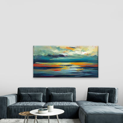 Modern Abstract Seascape Wall Art Canvas Office Home Room Framed 120x60cm