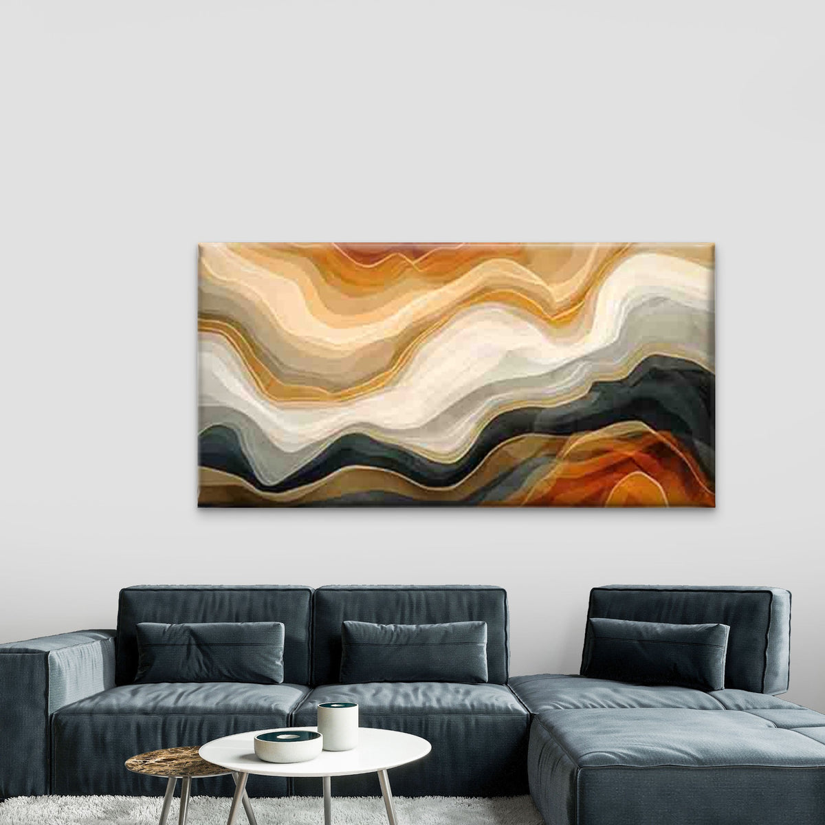 Abstract Wave Pattern Wall Art Canvas Office Home Room Framed 120x60cm