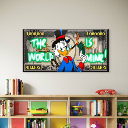 Rich Duck Burning Cash Wall Art Canvas Office Home Room Framed 120x60cm