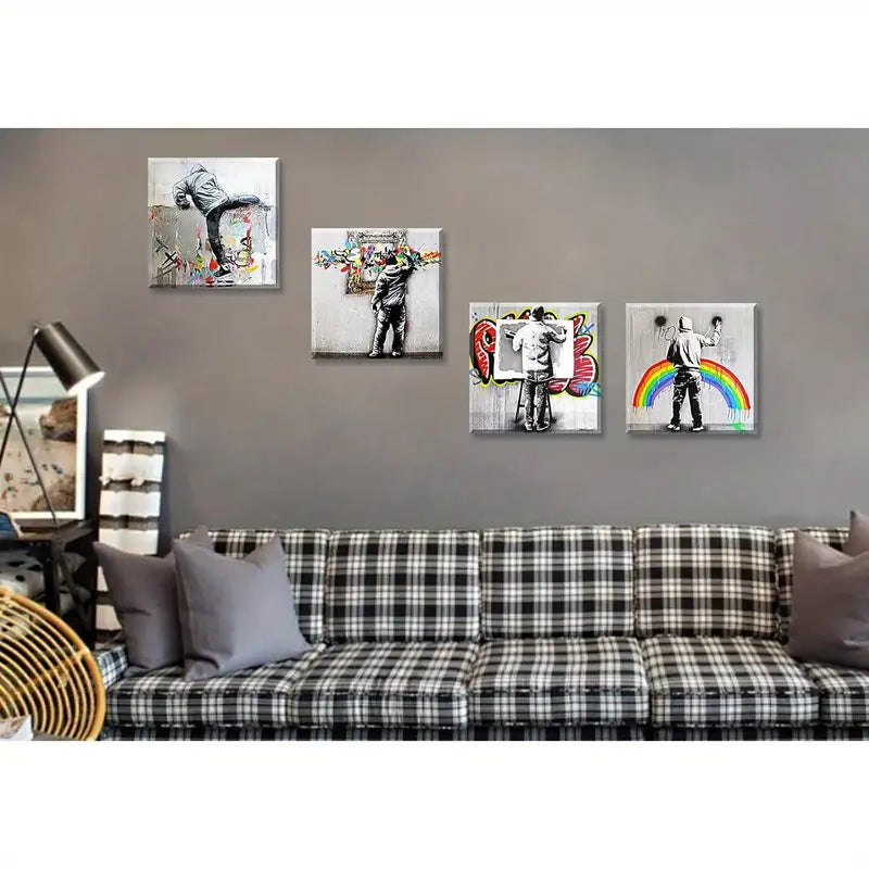 4pcs  Colorful Pop Art Elegant CP  Wall Art Canvas Framed