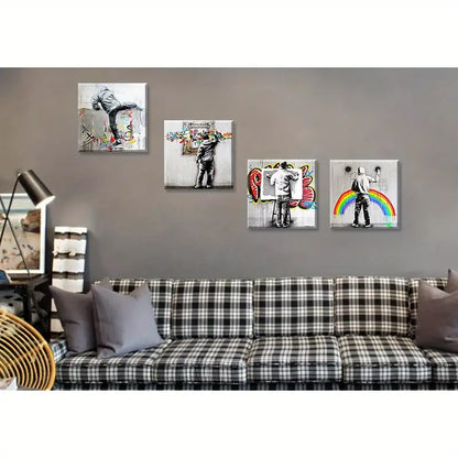 4pcs  Colorful Pop Art Elegant CP  Wall Art Canvas Framed