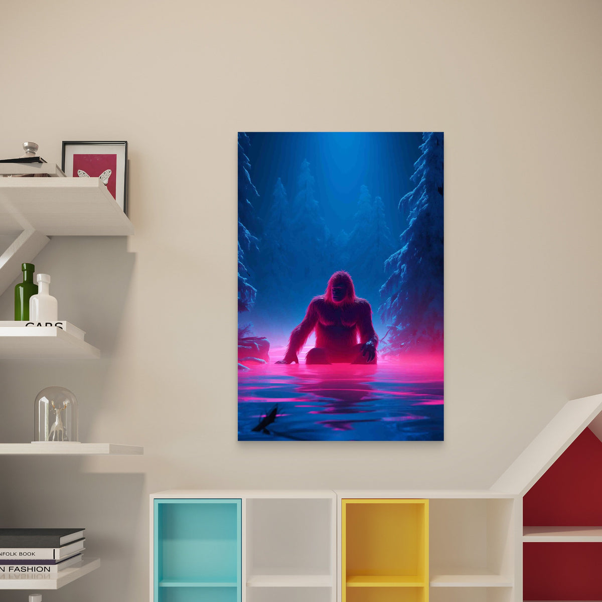 Bigfoot Represented Neon Glow 60x90cm Metal Print Ready to Hang