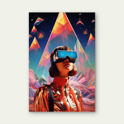Person Wearing Futuristic High Tech VR Glasses 40x60cm Metal Print Ready to Hang