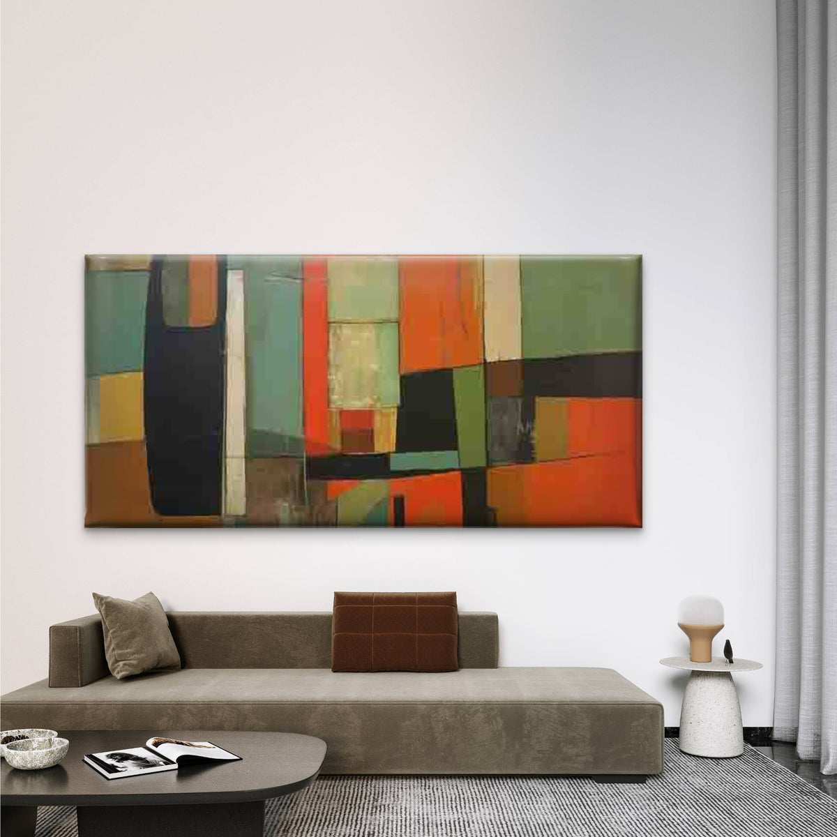 Geometric Abstract Color Blocks Wall Art Canvas Office Home Room Framed 120x60cm