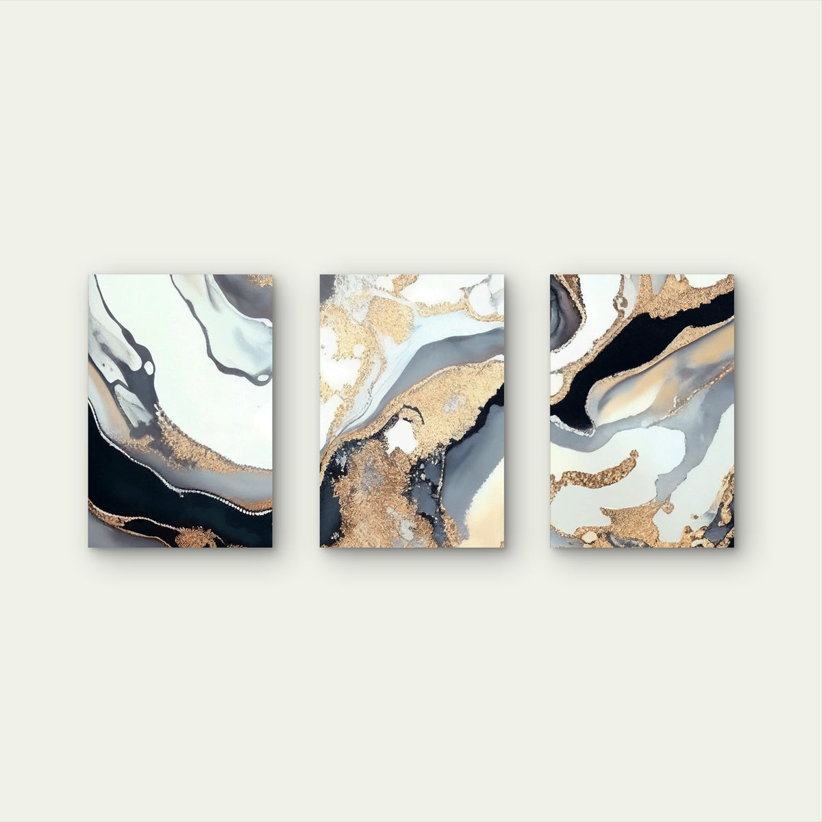 3pcs Modern Abstract Marble Fluid Luxe Design Wall Art Set Canvas Framed 50x70cm - High Quality Print 100% Australian Made Wall Canvas Ready to Hang