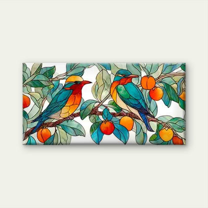 Stained Glass Featuring Bird Wall Art Canvas Office Home Room Framed 120x60cm