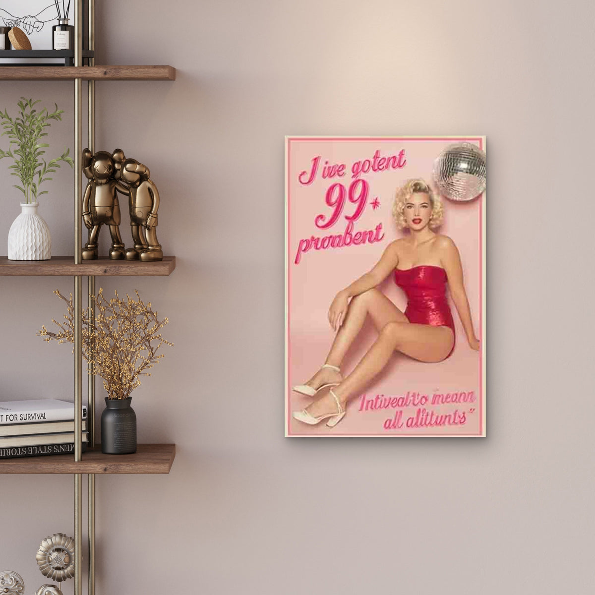 Glamorous Retro Disco Vibes 60x90cm Metal Print Ready to Hang