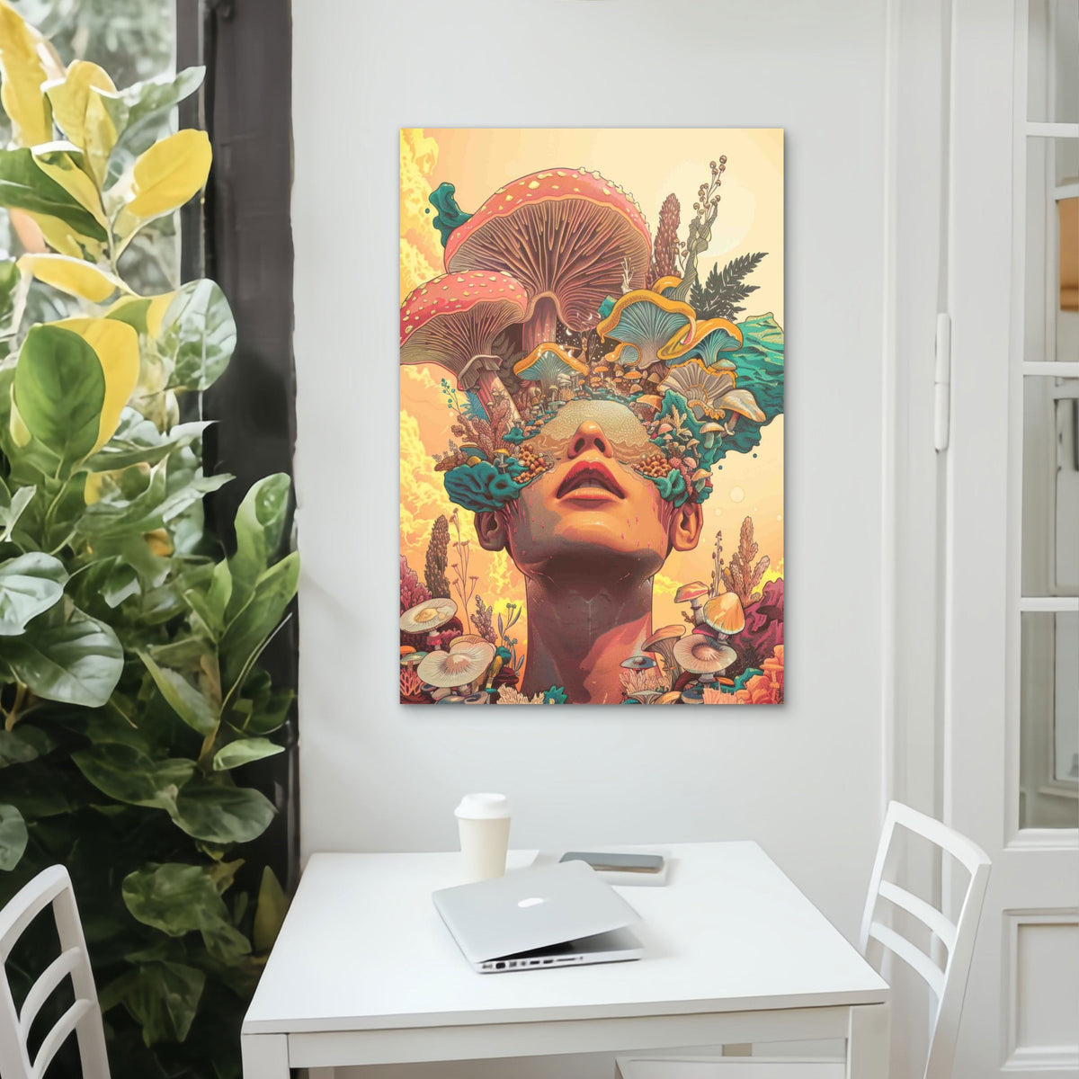 Psychedelic Mushroom Goddess 40x60cm Metal Print Ready to Hang