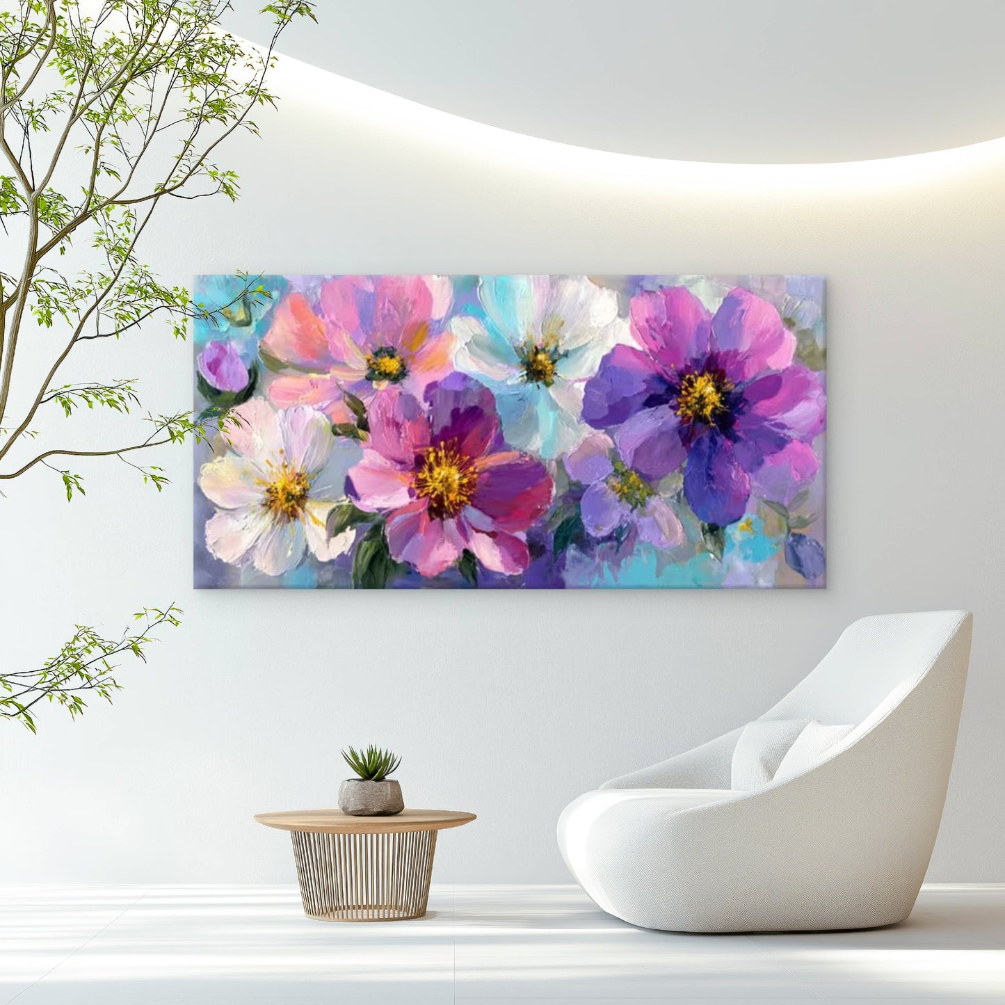 Abstract Multicolor Floral Wall Art Canvas Office Home Room Framed 120x60cm