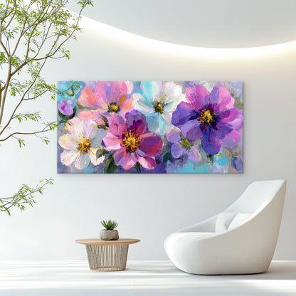 Abstract Multicolor Floral Wall Art Canvas Office Home Room Framed 120x60cm