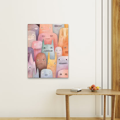 Featuring Pastel Tones Monsters Metal 40x60cm Print Ready to Hang