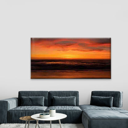 Vibrant Sunset Scene by The Sea Wall Art Canvas Office Home Room Framed 120x60cm