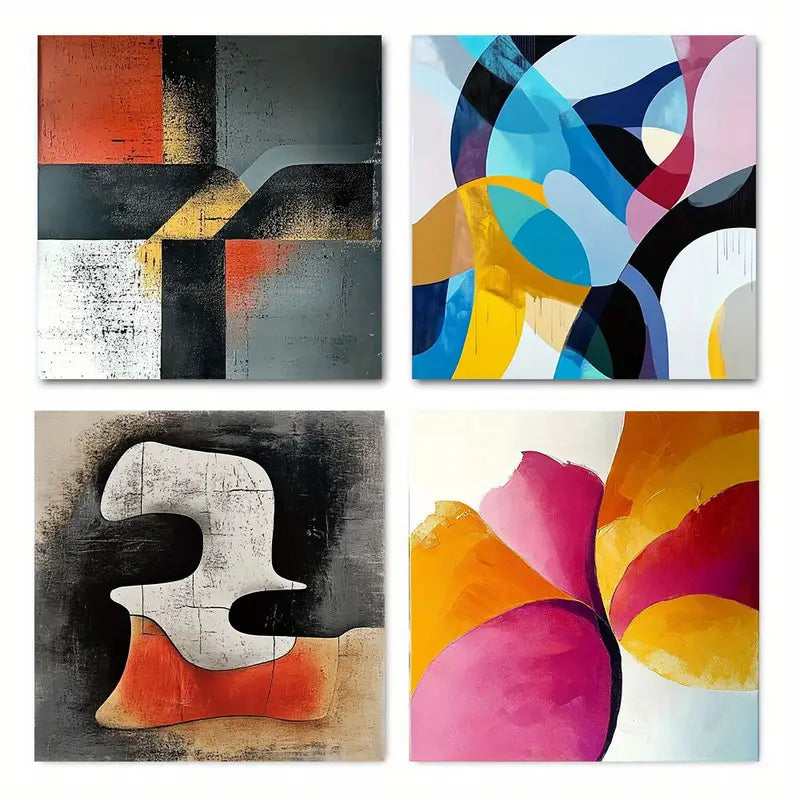 4pcs Minimalis Elegant Modern Decorative Artwork Wall Art Canvas Framed