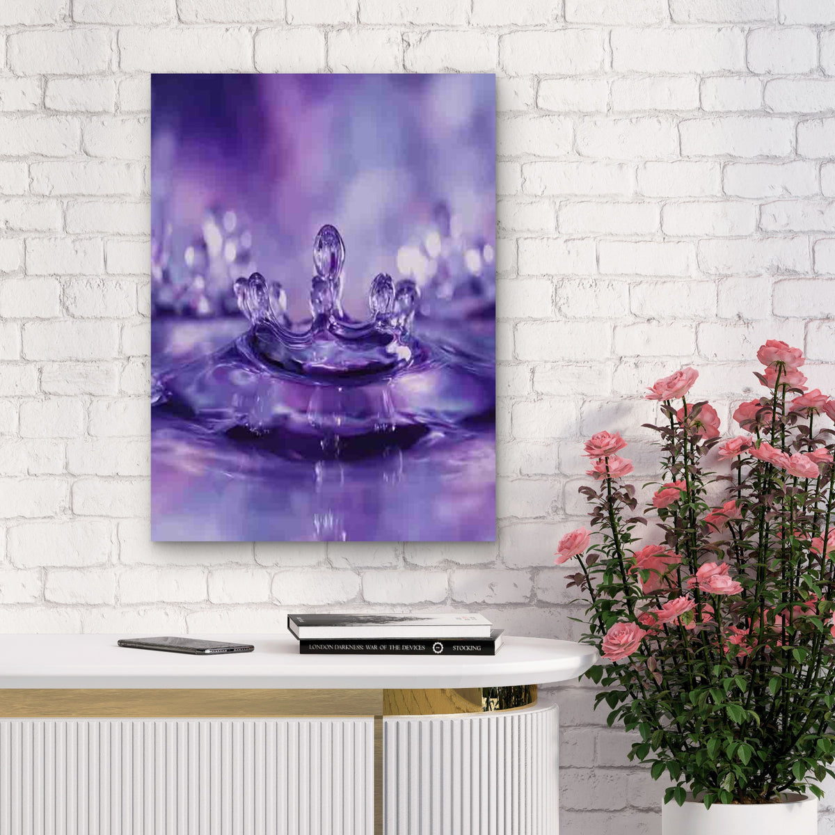 Abstract Purple Water Drop Metal Print Ready to Hang