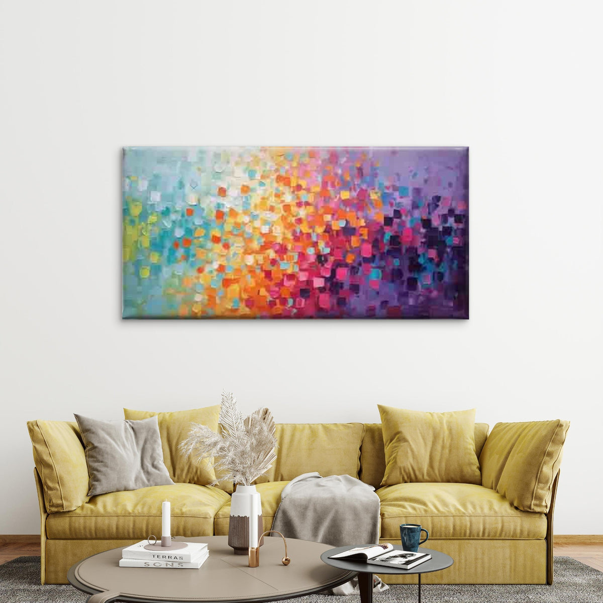 Colorful Abstract Geometric Wall Art Canvas Office Home Room Framed 120x60cm