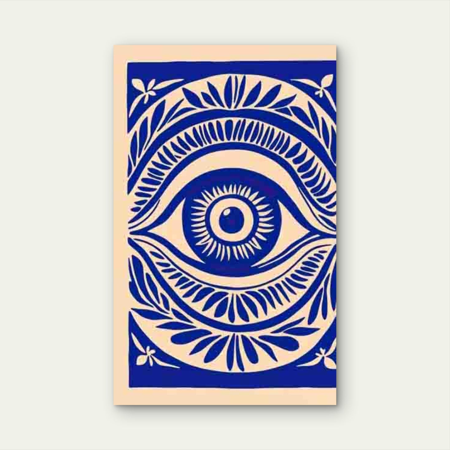 Blue Oriental Mysterious Eye 60x90cm Metal Print Ready to Hang