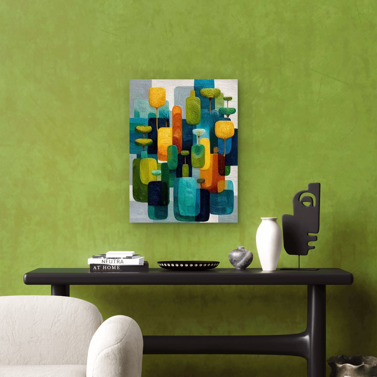Abstract Shapes Gentle Lines Spring Hues Metal Print Ready to Hang