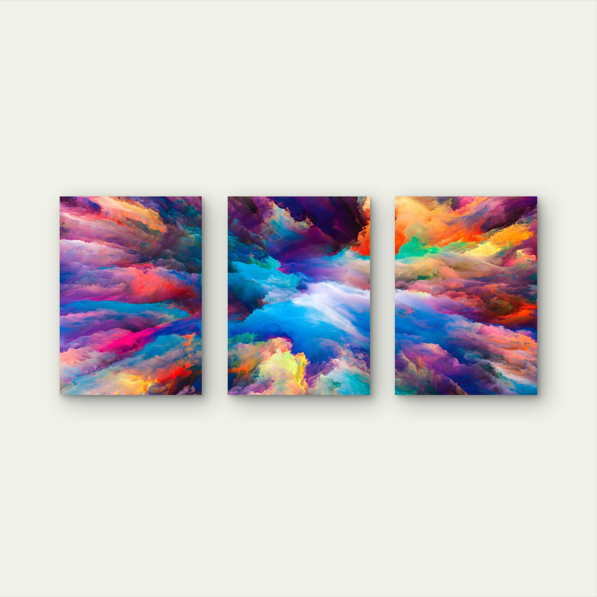3pcs Vibrant Acrylic Paint Explosion Metal Print Ready to Hang Art