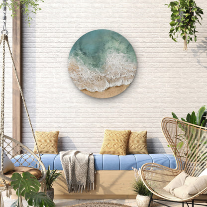 Neutral Colored Waves Sandy Beach Acrylic Glass Rounded Print Tempered Glass Wall Art 100% Made in Australia Ready to Hang