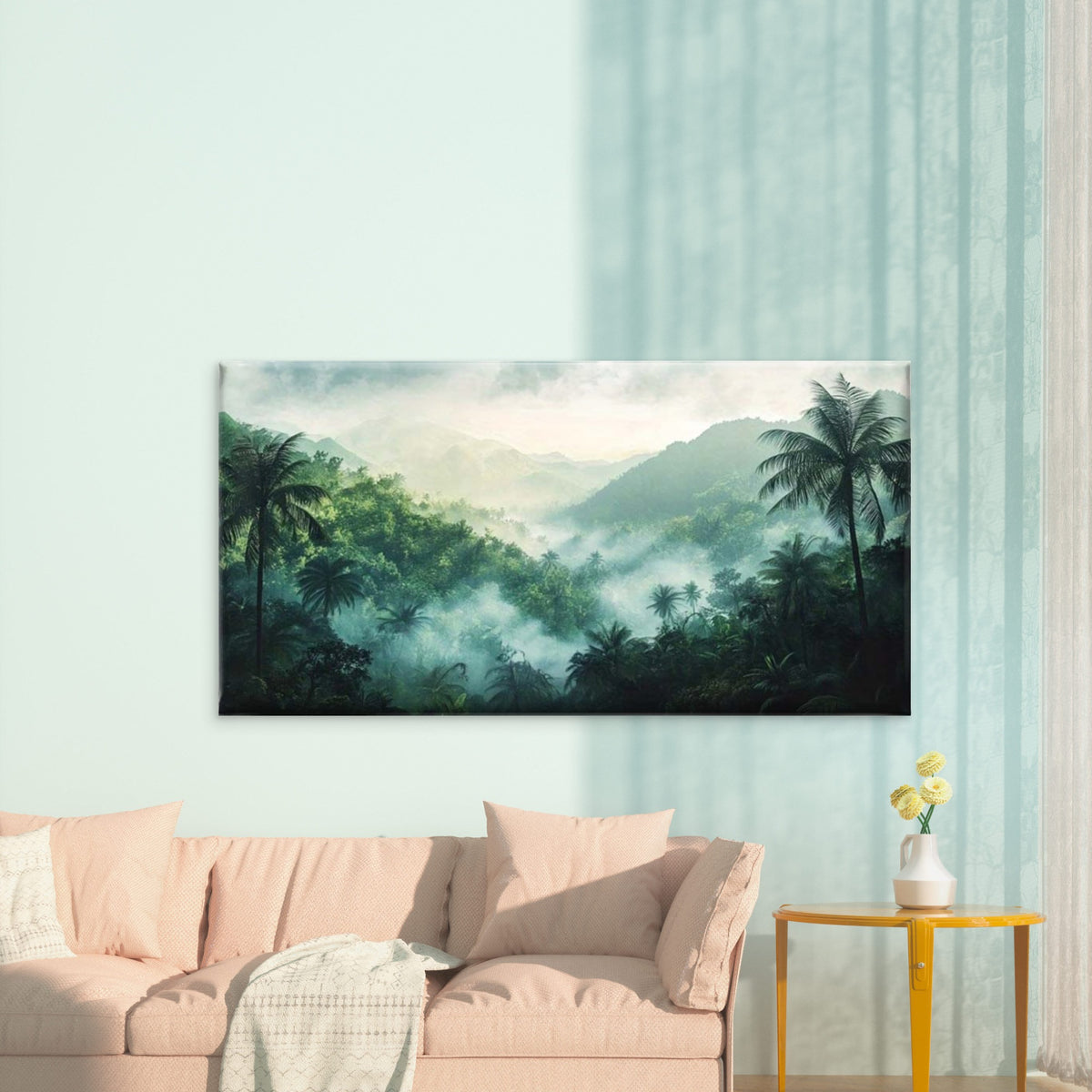 Tropical Rainforest Landscape Wall Art Canvas Office Home Room Framed 120x60cm