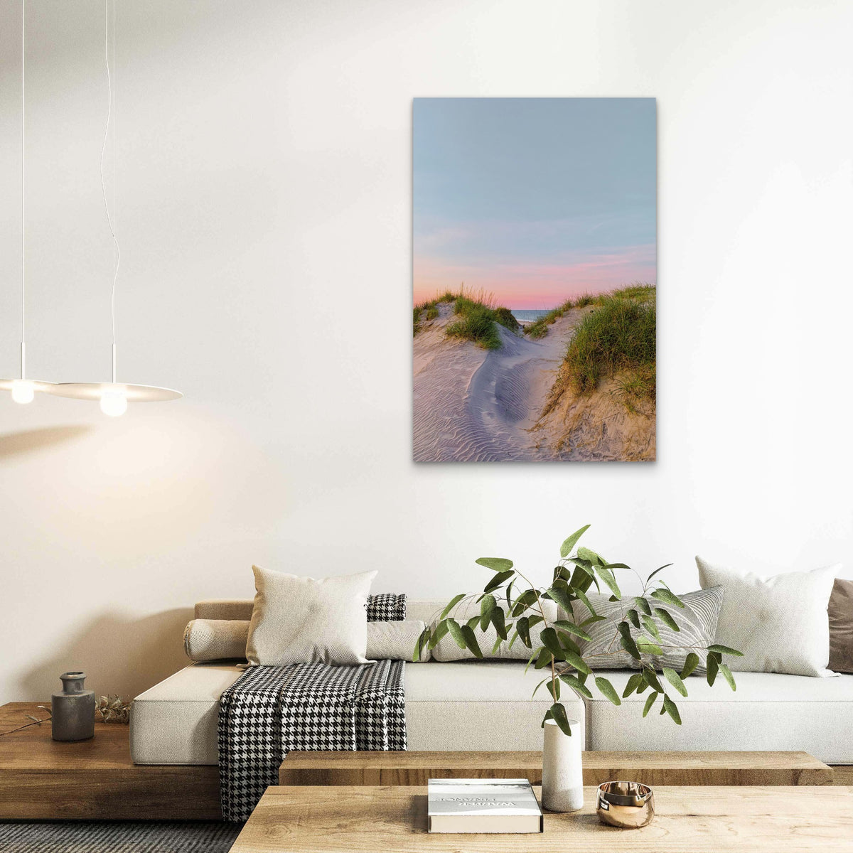 Serene View Of Sand Dunes At The Beach During Sunset 40x60cm Metal Print Ready to Hang