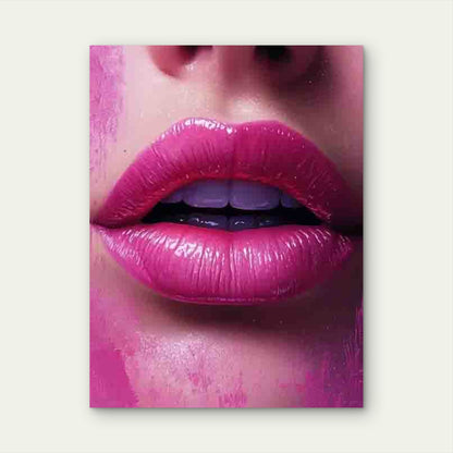 Pink Lips Fashion-Themed Artwork 60x90cm Metal Print Ready to Hang