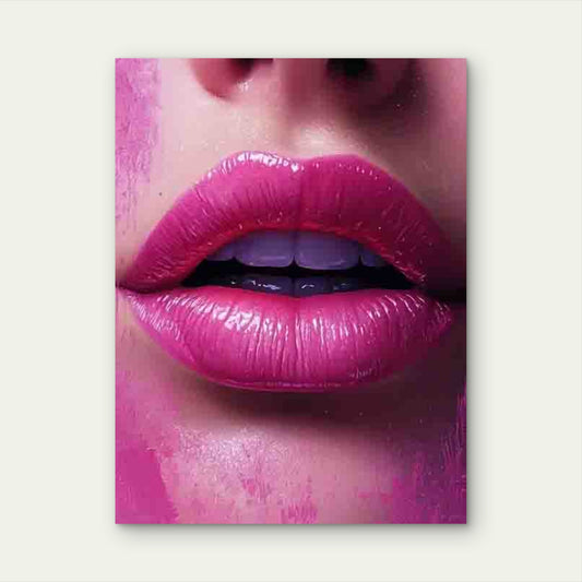 Pink Lips Fashion-Themed Artwork 60x90cm Metal Print Ready to Hang