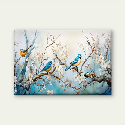 Vibrant Birds Perched on Branches Wall Art Decor 100% Australian Made