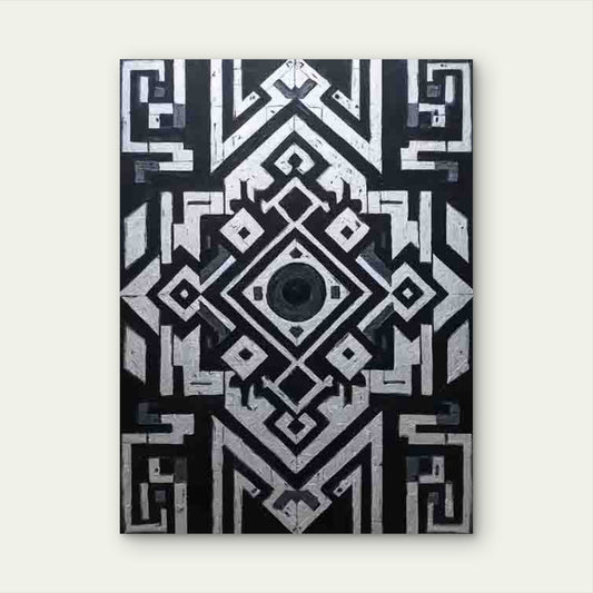 Abstract Geometric Monochrome Mystical Theme 60x90cm Metal Print Ready to Hang