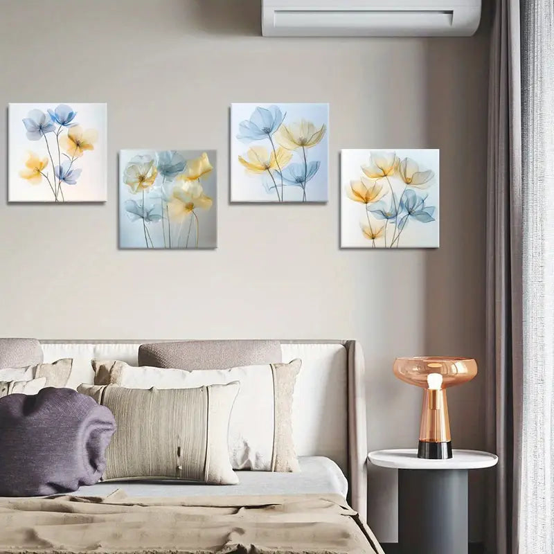 4pcs Design Poster, Soft Aesthetic FT  Wall Art Canvas Framed
